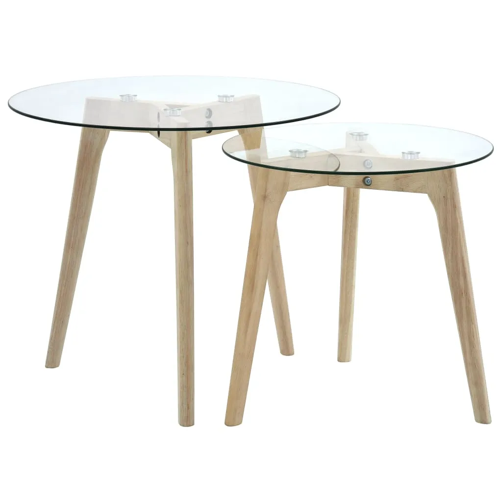 Side Table Set 2 pcs Tempered Glass