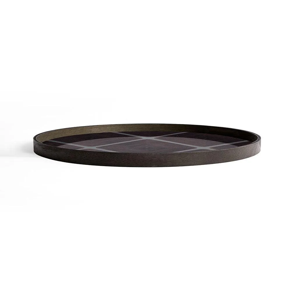 Slate Linear Squares Extra Large Round Glass Tray