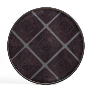 Slate Linear Squares Extra Large Round Glass Tray