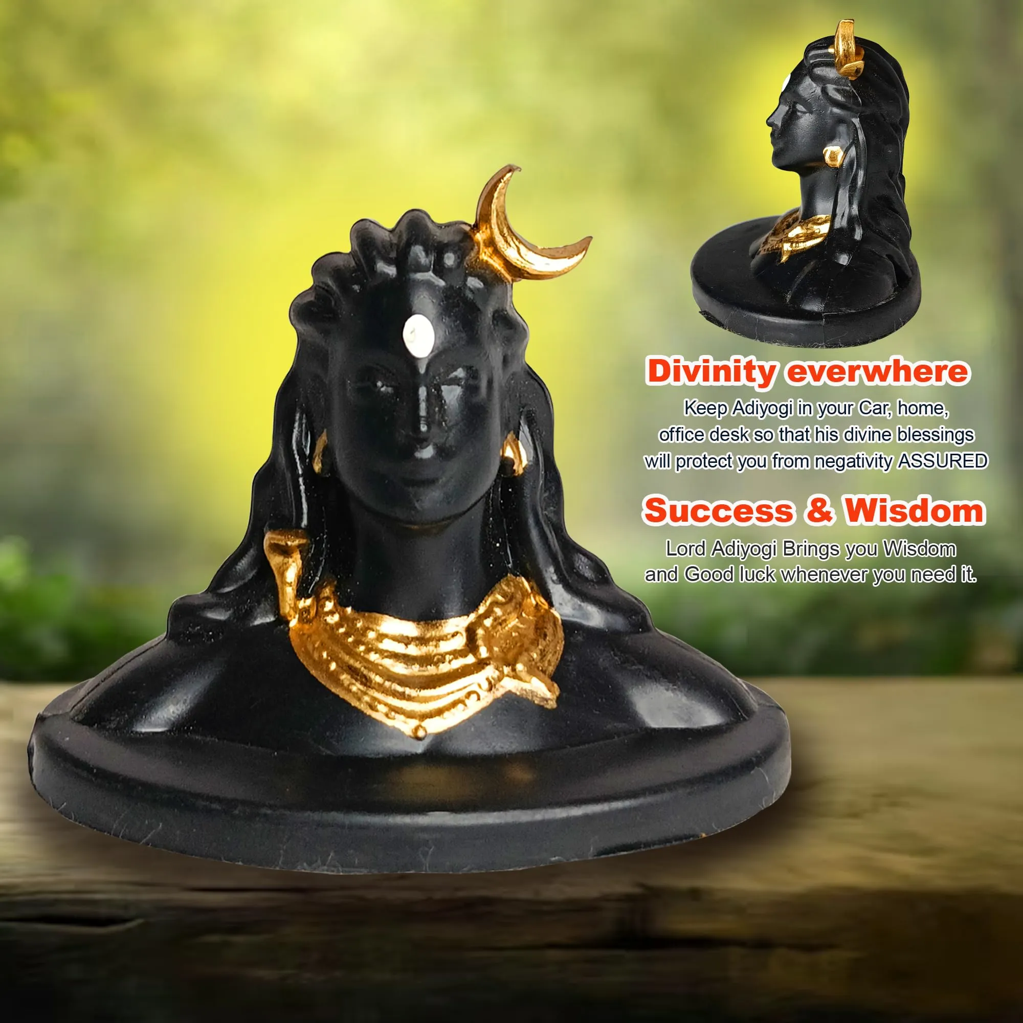 Small Black Adiyogi Statue for Car Dashboard | Adiyogi Lord Shiva Statue for Pooja and Gift,Home & Office Decor