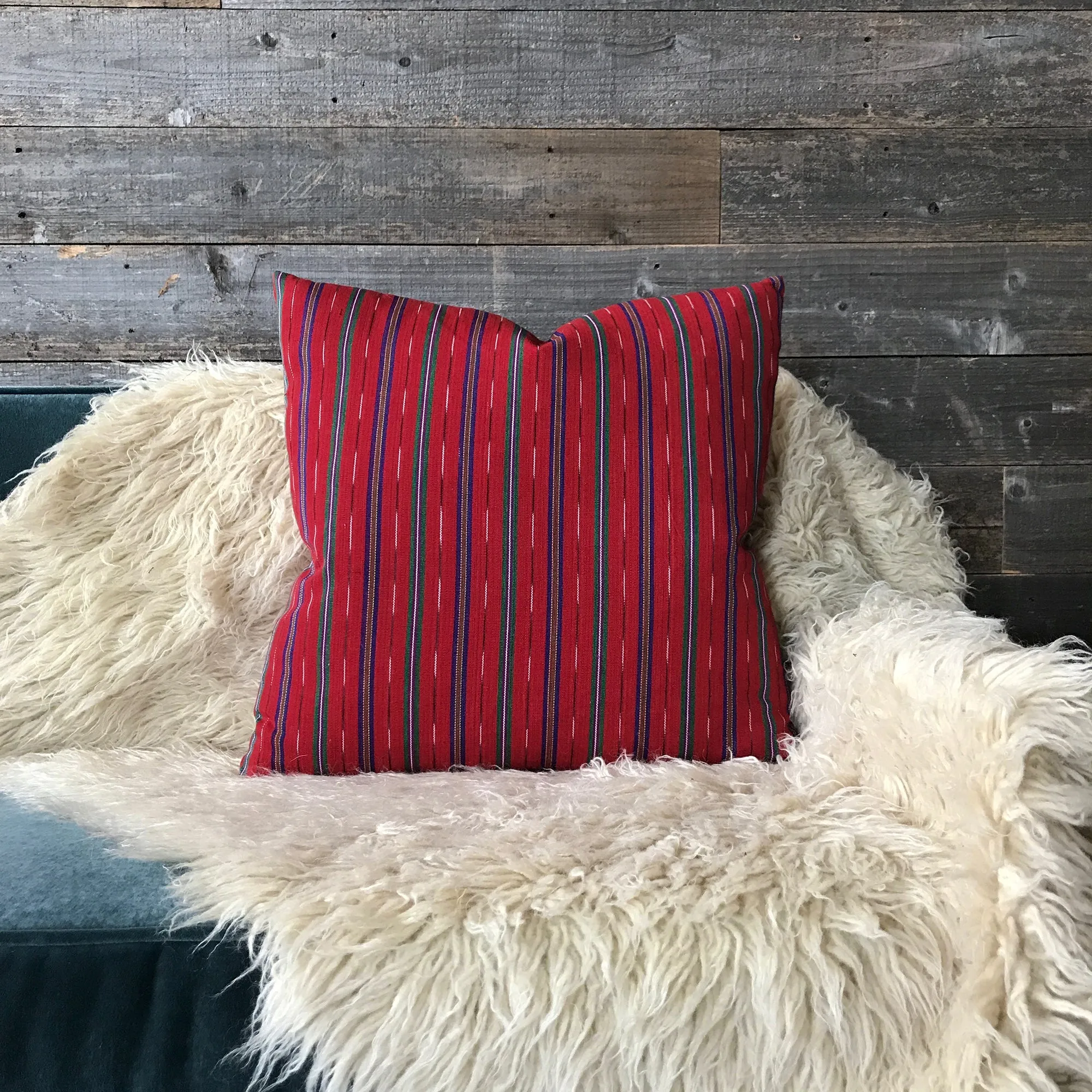 Southwestern Red Linen Throw Pillow Cover 22x22