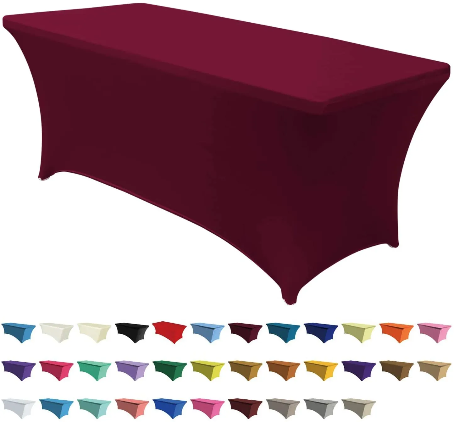 Spandex Tablecloths for 6 ft Table Fitted Stretch Table Cover Polyester Table Cover Topper