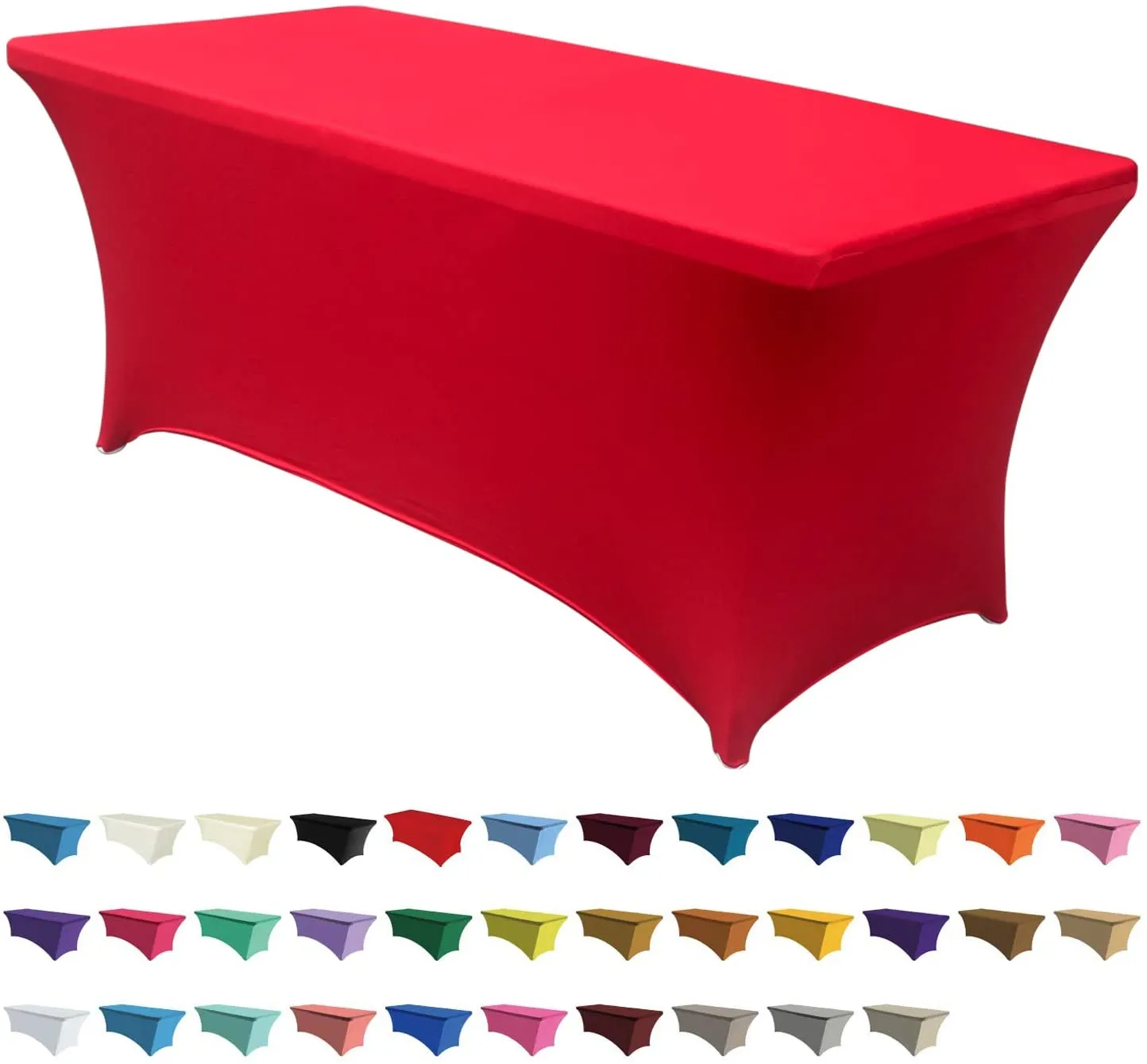 Spandex Tablecloths for 6 ft Table Fitted Stretch Table Cover Polyester Table Cover Topper