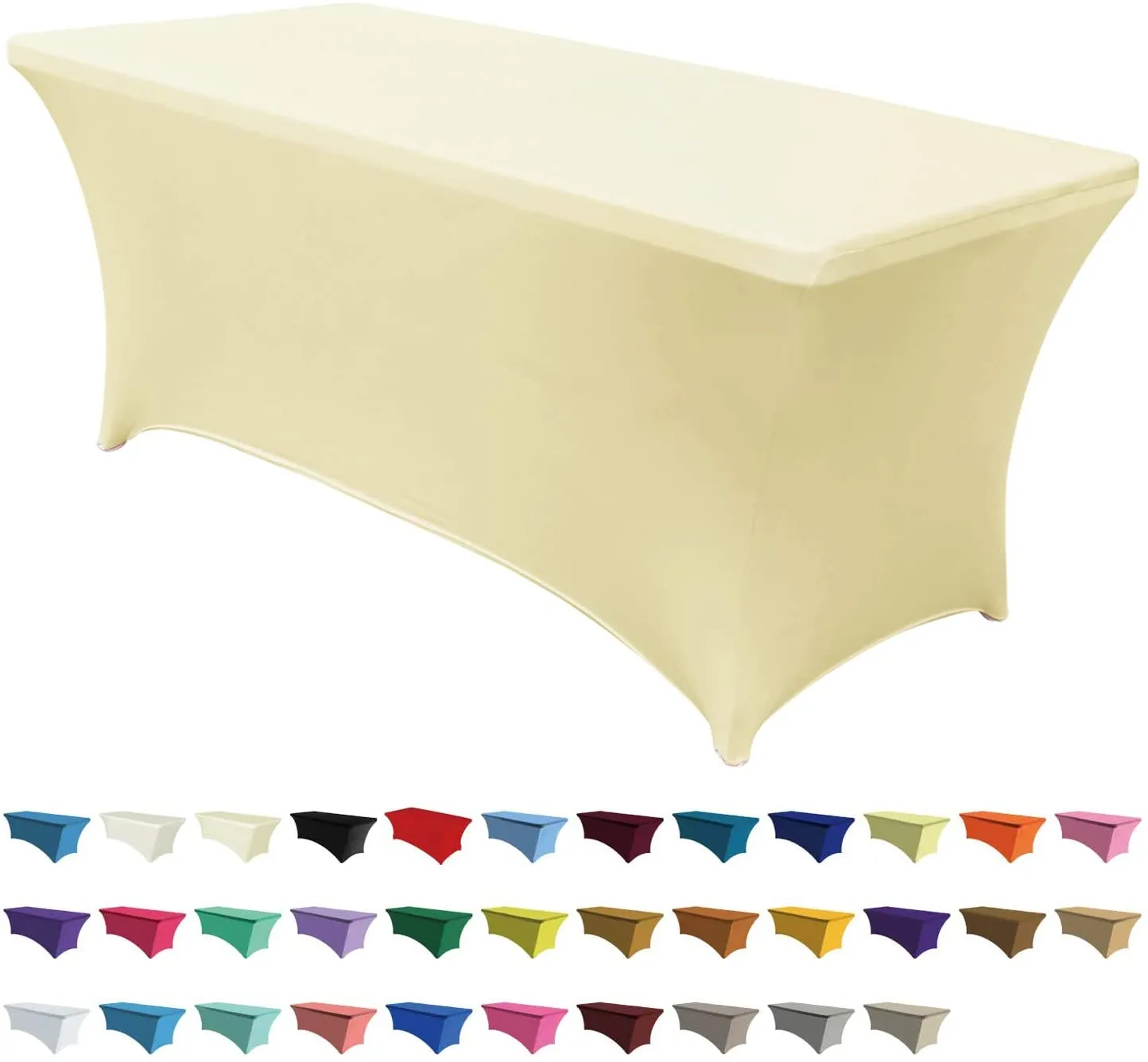 Spandex Tablecloths for 6 ft Table Fitted Stretch Table Cover Polyester Table Cover Topper