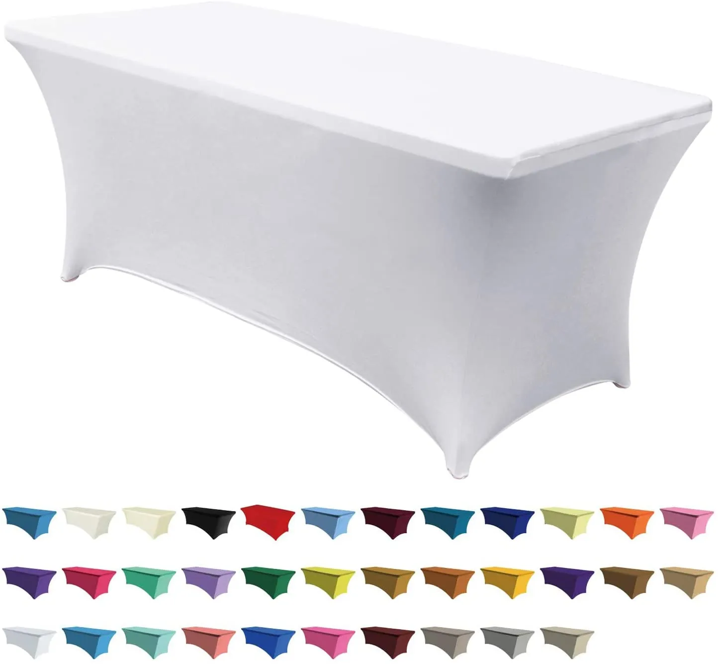 Spandex Tablecloths for 6 ft Table Fitted Stretch Table Cover Polyester Table Cover Topper