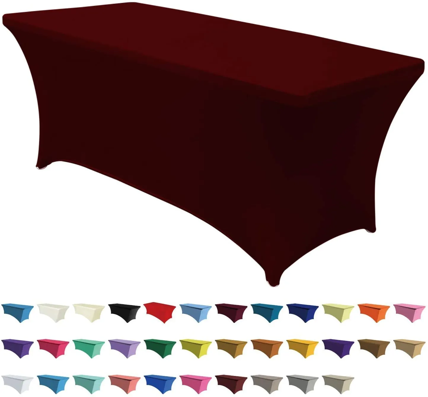 Spandex Tablecloths for 6 ft Table Fitted Stretch Table Cover Polyester Table Cover Topper