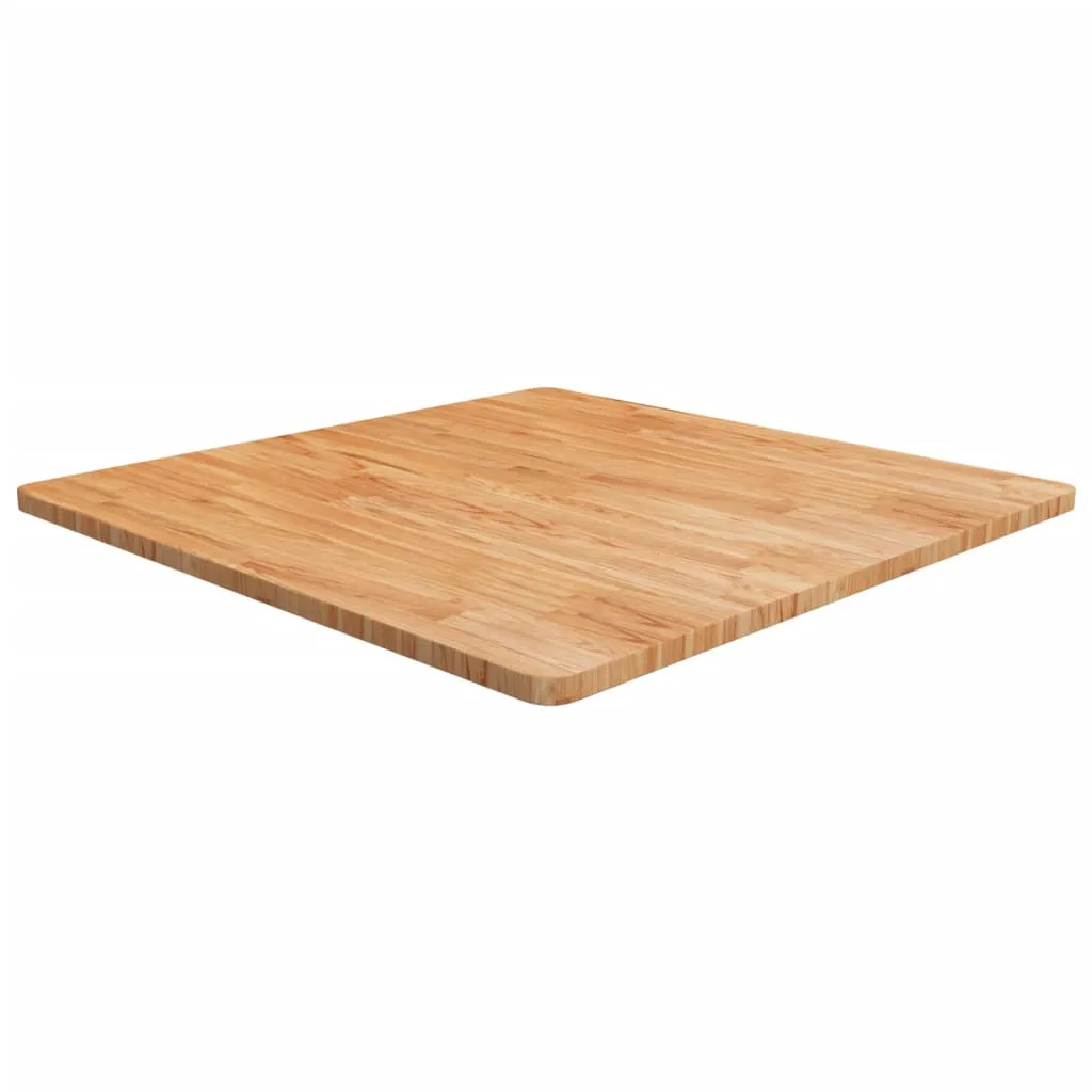 Square Table Top Light Brown 90x90x2.5cm Treated Solid Wood Oak