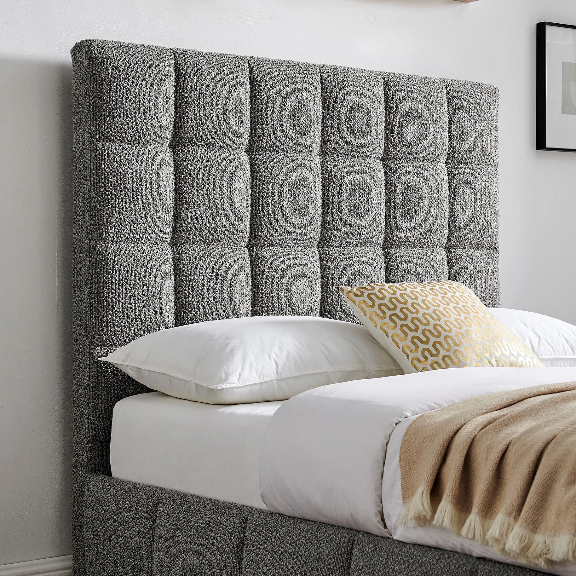 Starla Square Dove Grey Boucle Storage Bed