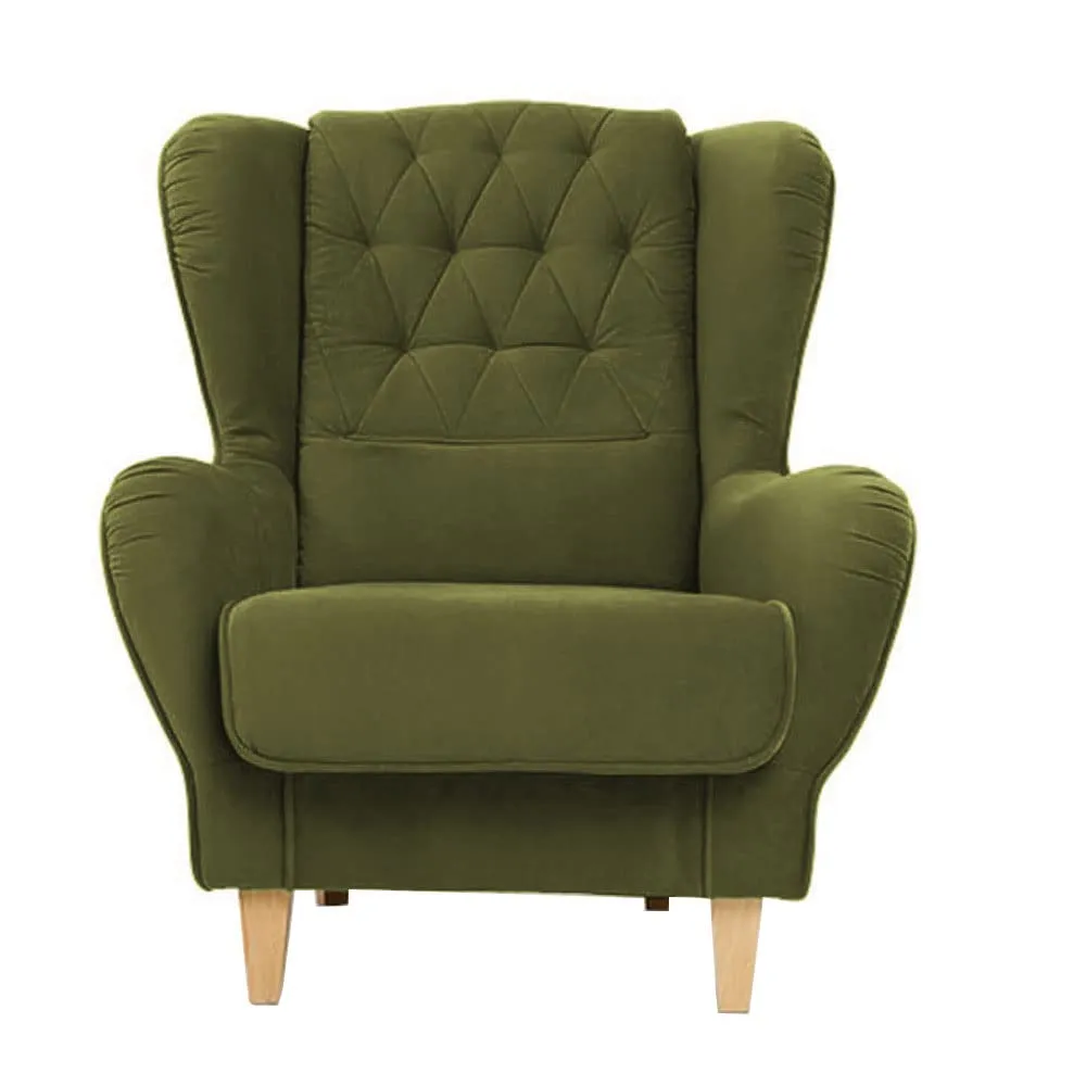 Stuffed Wing Chair in Green Color