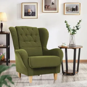 Stuffed Wing Chair in Green Color