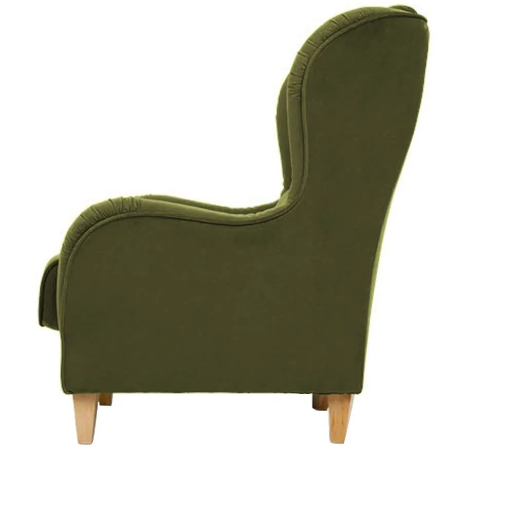 Stuffed Wing Chair in Green Color