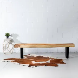 Suar Live Edge Wood Bench with Black U-shaped Legs/Natural