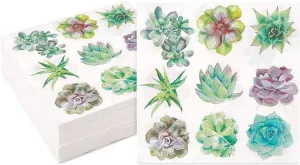 Succulent Paper Napkins for Birthday Party (6.5 In, 100 Pack)