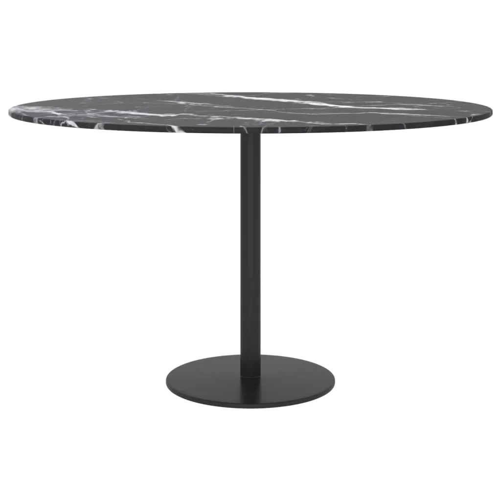 Table Top Black ?70x0.8 cm Tempered Glass with Marble Design