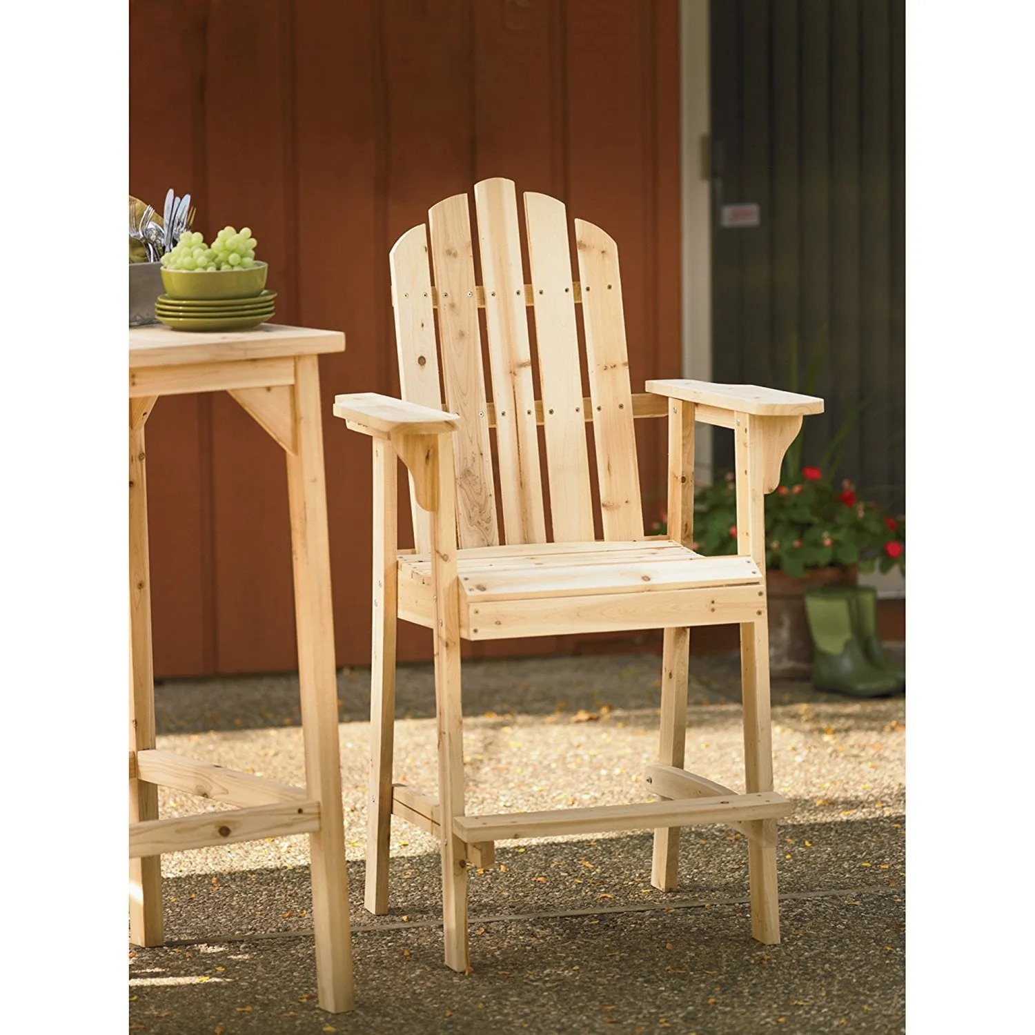 Tall Unfinished Fir Wood Adirondack Chair