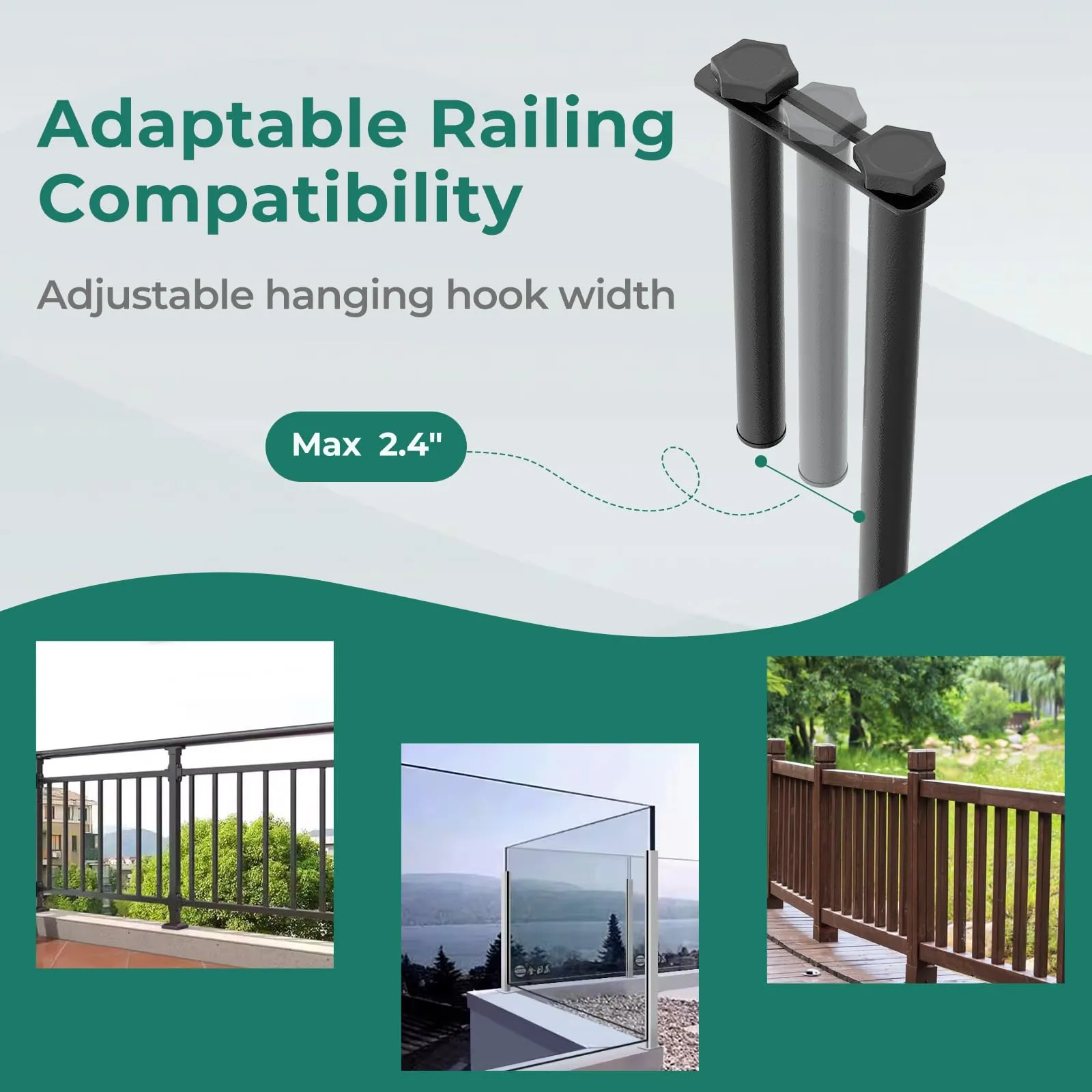 Tangkula Balcony Railing Table, Outdoor Folding Hanging Table with Metal Frame