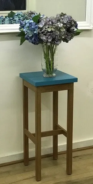 Teal Top Barstool/Tall Side Table 81cms high