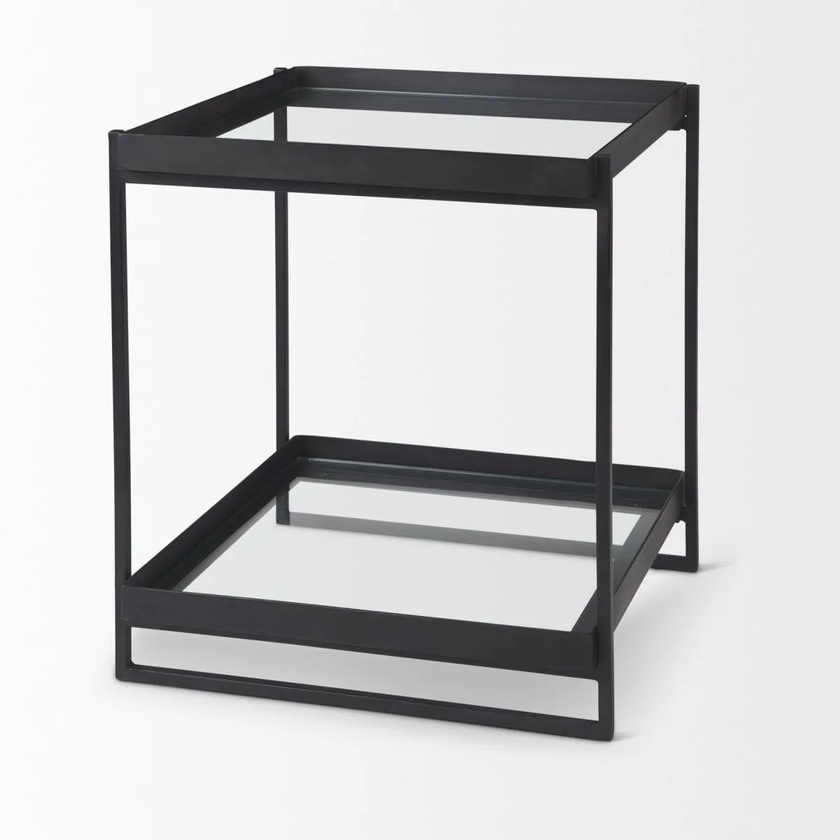 Trey Accent Table Black Metal | Glass