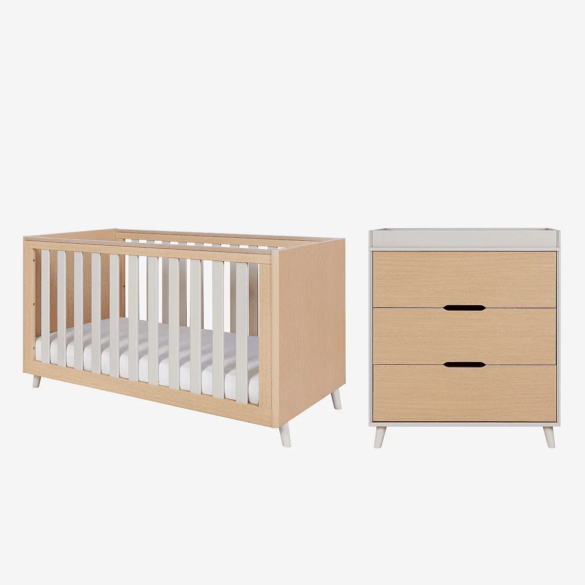 Tutti Bambini Fika 2pc Room Set - Light Oak/White Sand