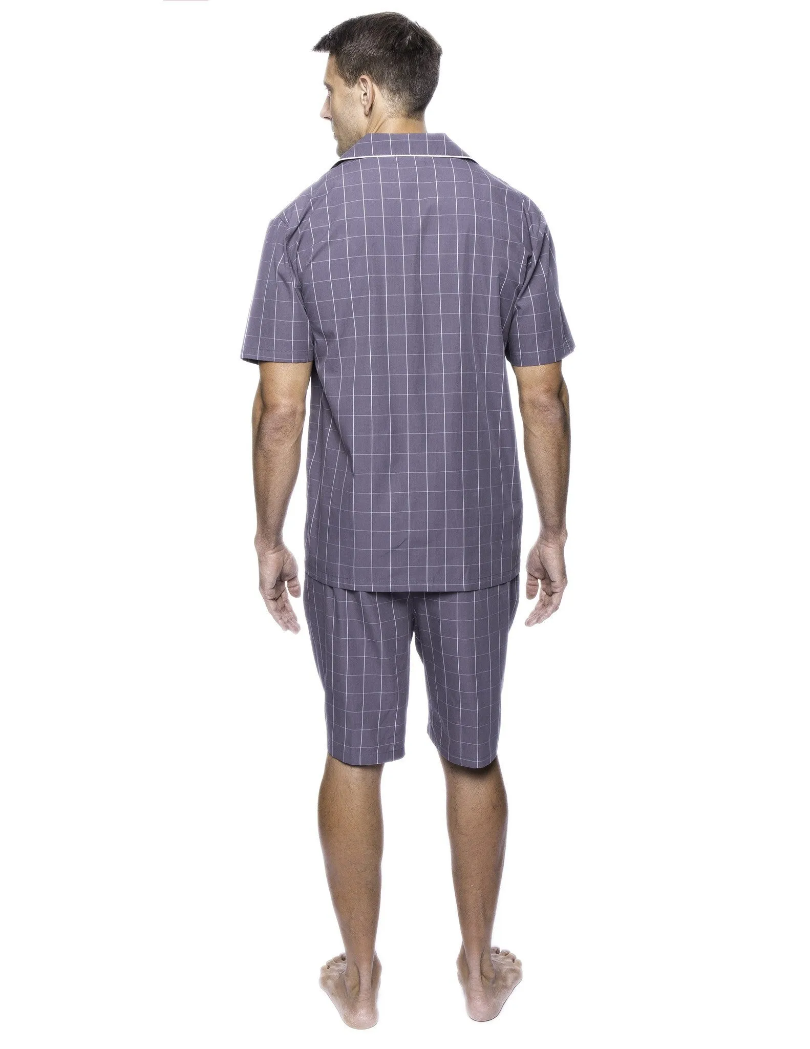 Twin Boat Men's 100% Woven Cotton Short Pajama Sleepwear Set