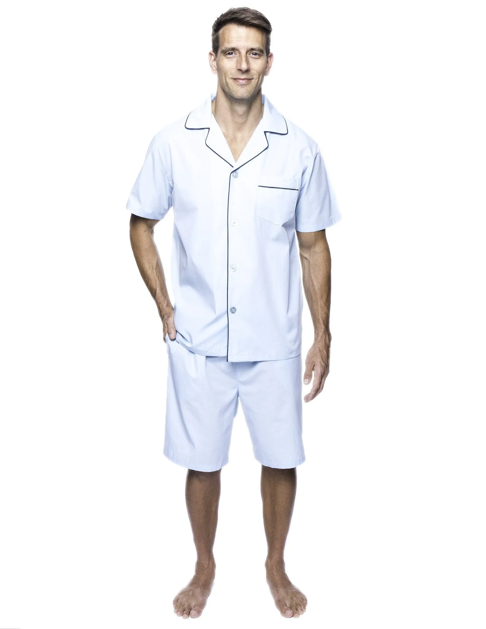 Twin Boat Men's 100% Woven Cotton Short Pajama Sleepwear Set