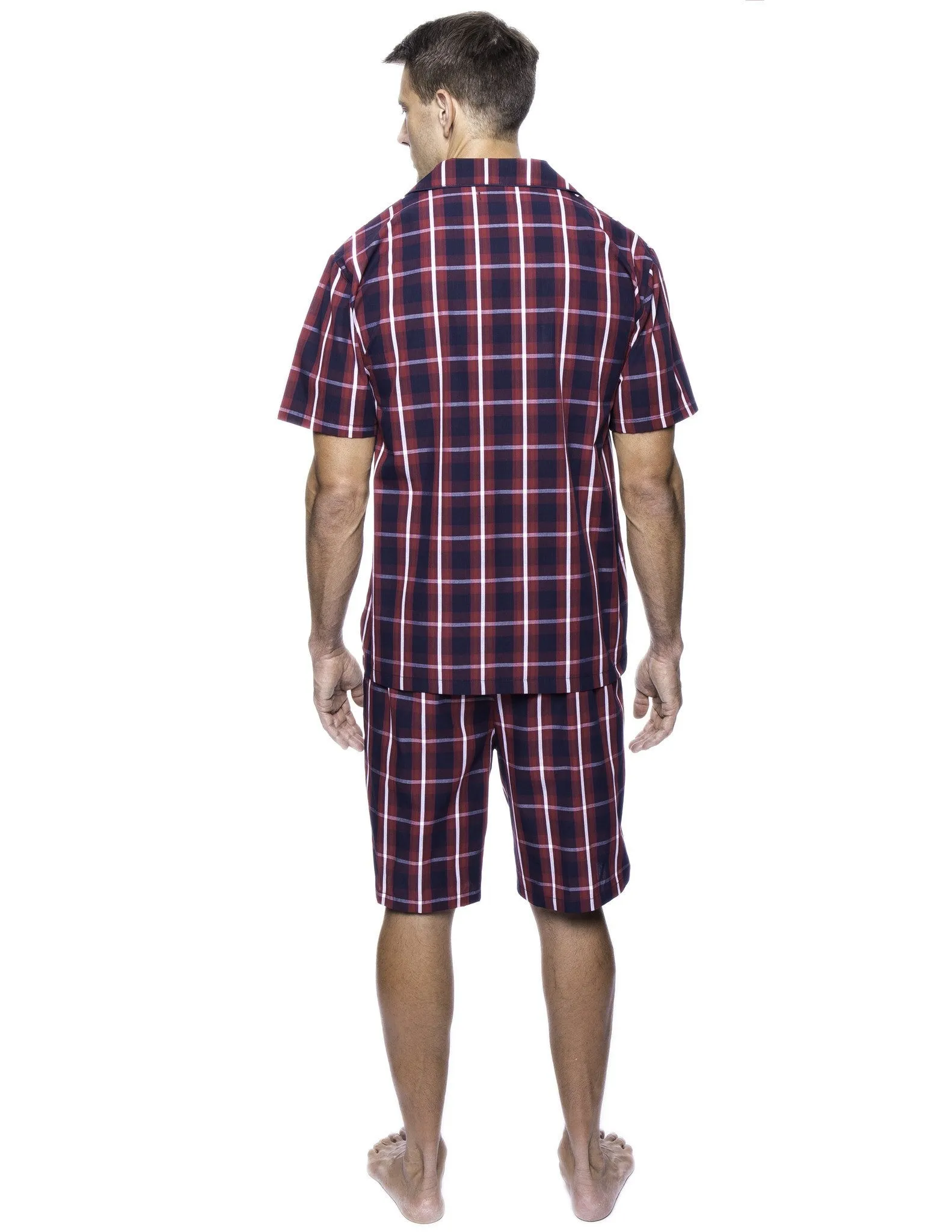 Twin Boat Men's 100% Woven Cotton Short Pajama Sleepwear Set