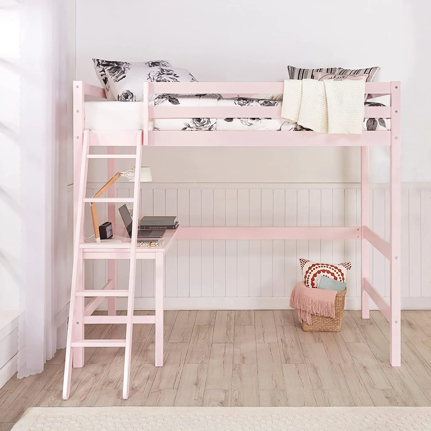 Twin Loft Bed, Built-in Desk and Open Space Perfect for Storage or a Play Area