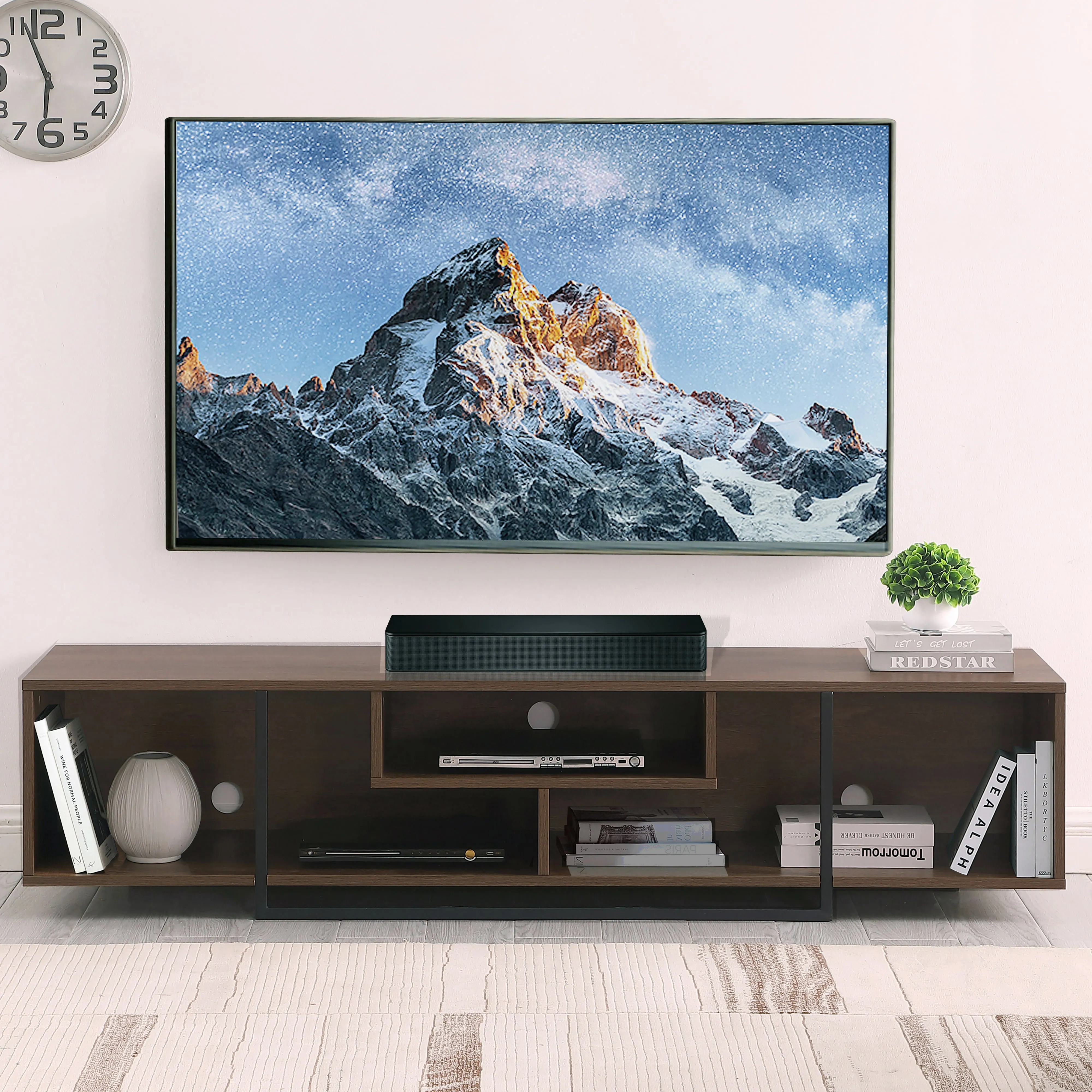 Vader 1800 Dark Oak, Open style Entertainment Unit, TV Cabinet by Tauris™