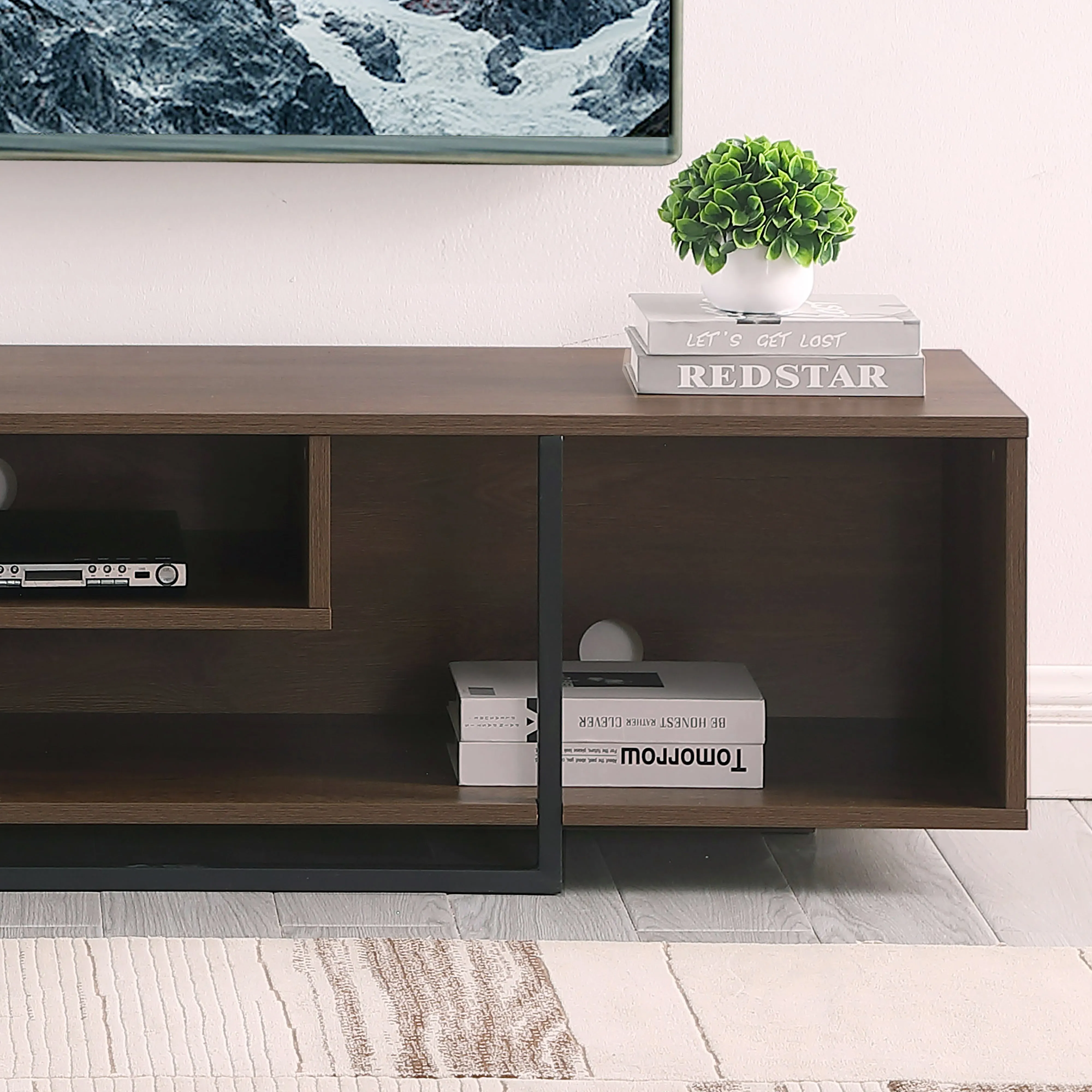 Vader 1800 Dark Oak, Open style Entertainment Unit, TV Cabinet by Tauris™