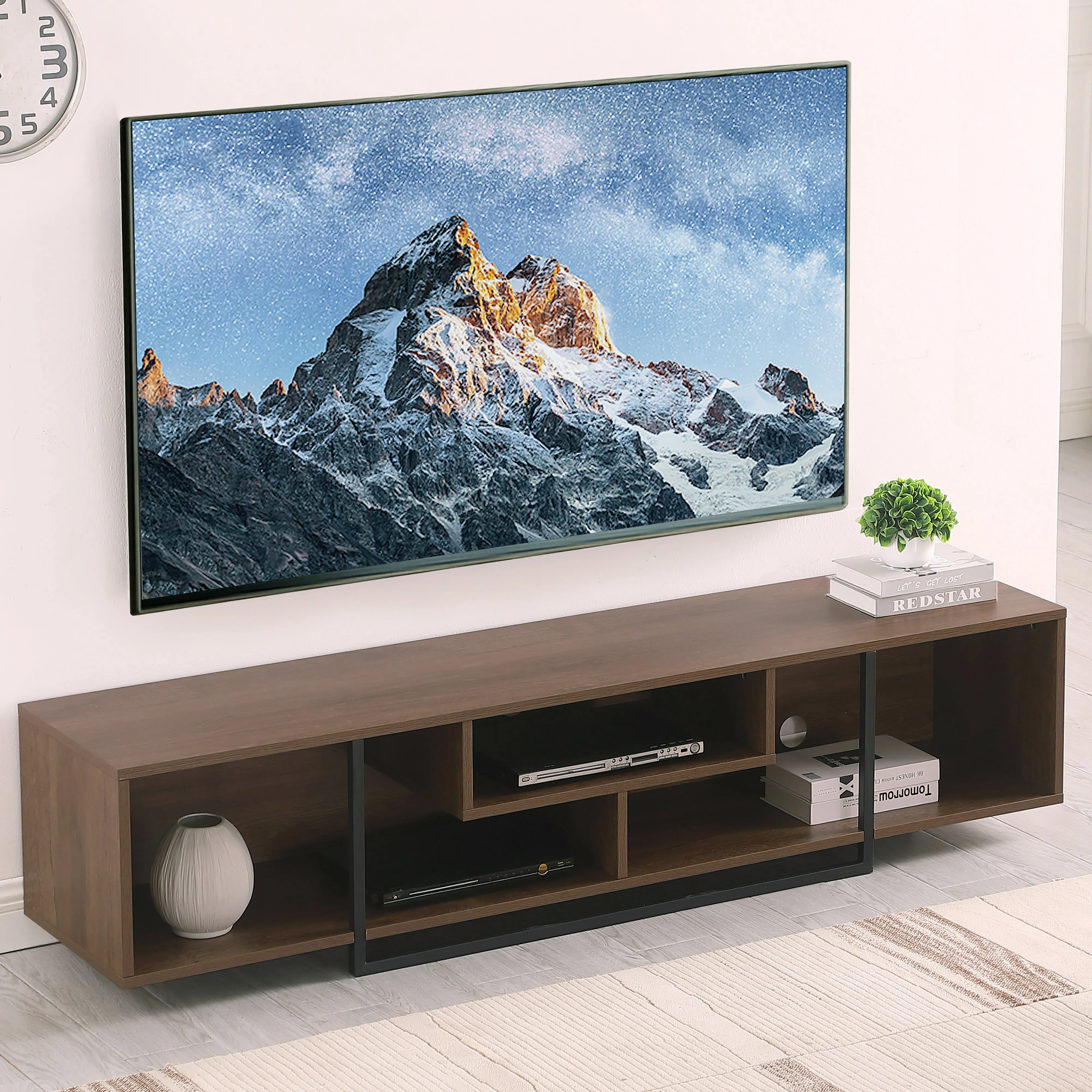 Vader 1800 Dark Oak, Open style Entertainment Unit, TV Cabinet by Tauris™