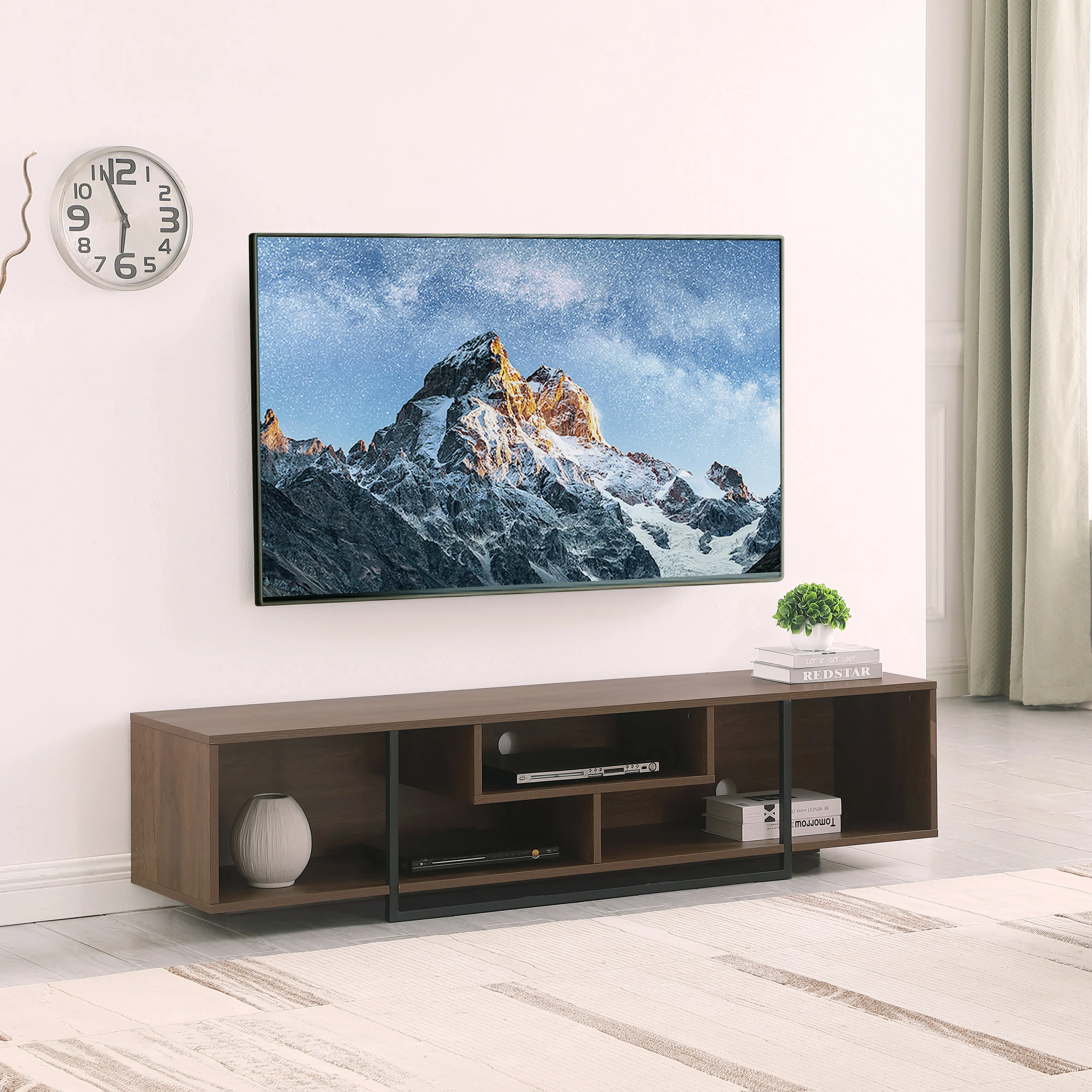 Vader 1800 Dark Oak, Open style Entertainment Unit, TV Cabinet by Tauris™