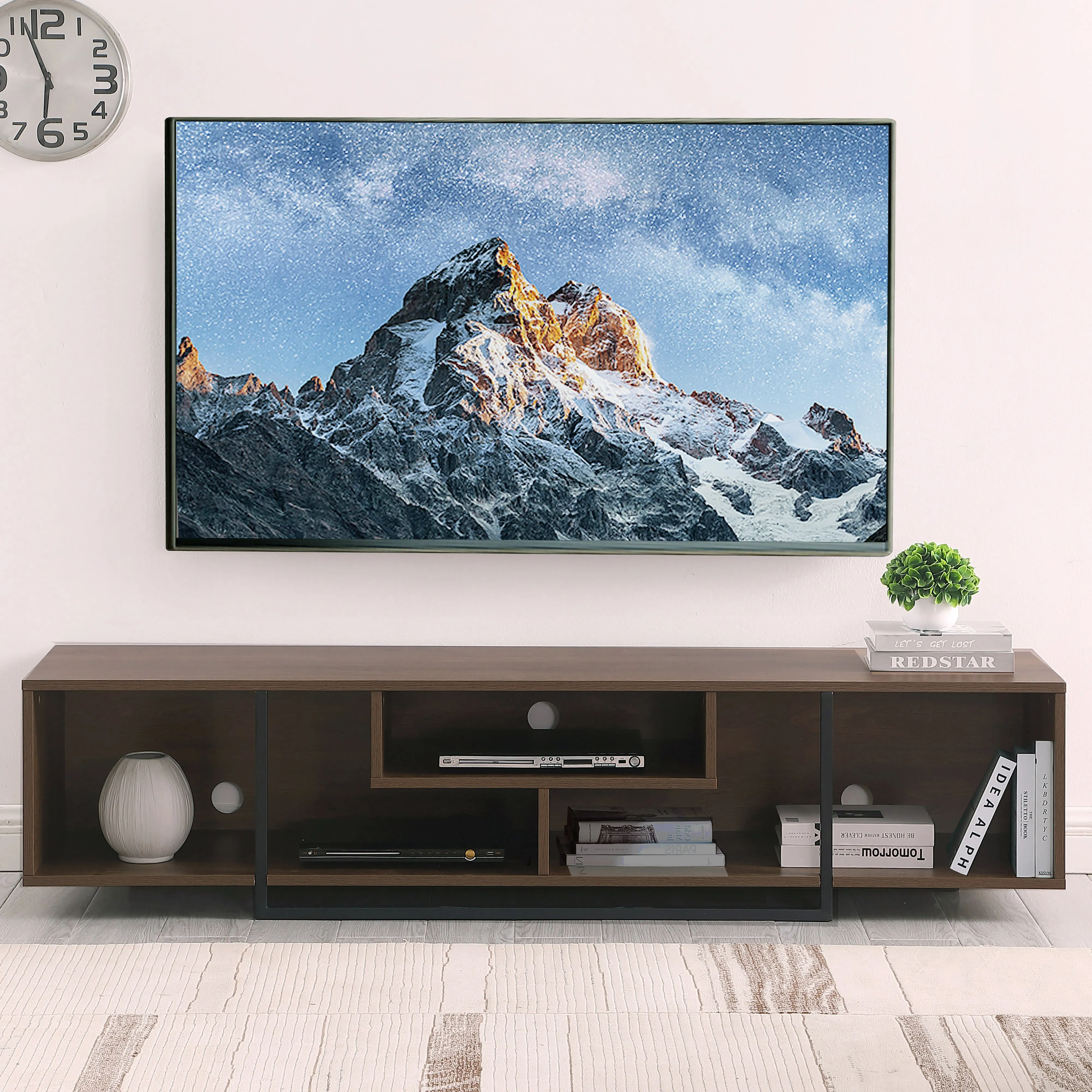 Vader 1800 Dark Oak, Open style Entertainment Unit, TV Cabinet by Tauris™