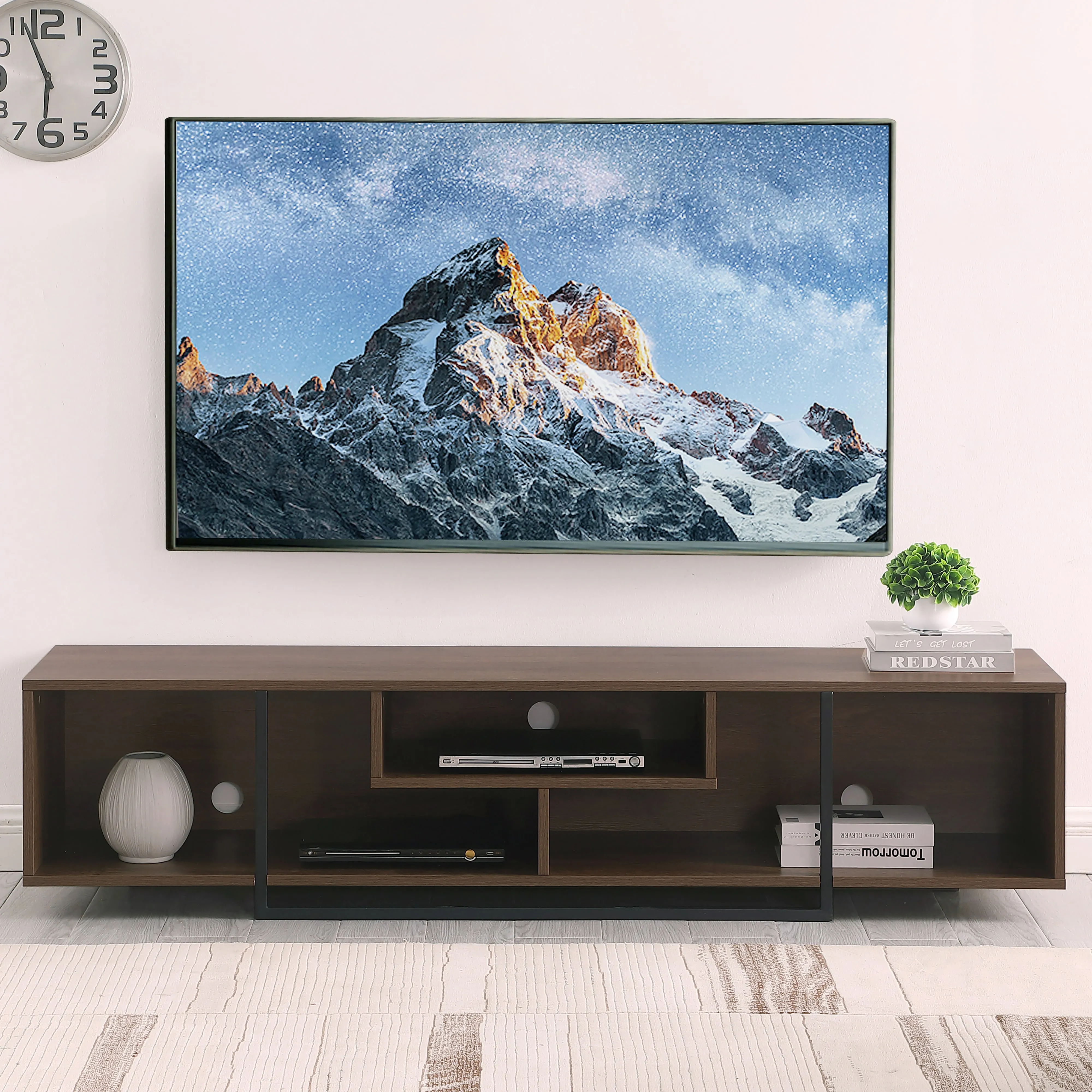 Vader 1800 Dark Oak, Open style Entertainment Unit, TV Cabinet by Tauris™