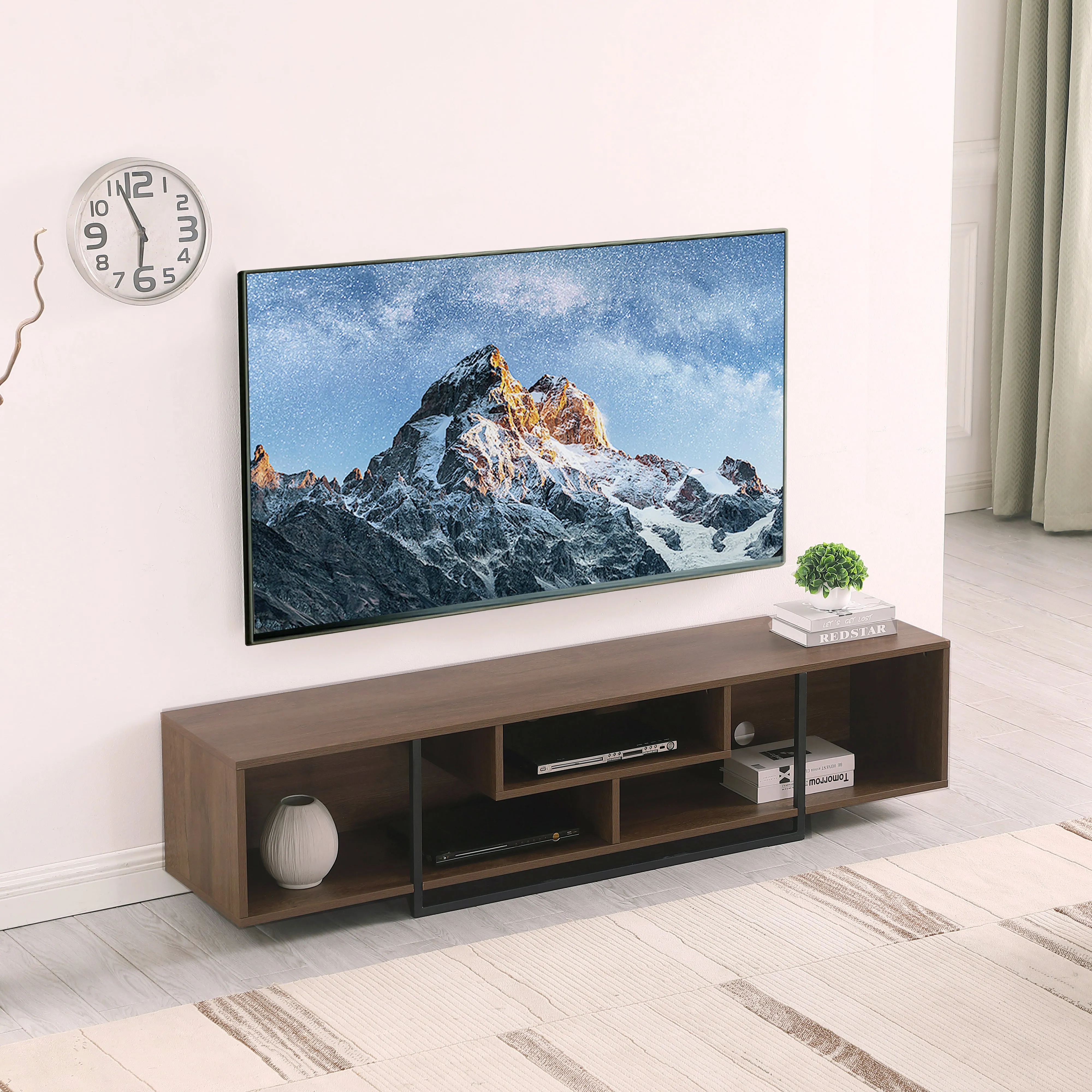 Vader 1800 Dark Oak, Open style Entertainment Unit, TV Cabinet by Tauris™