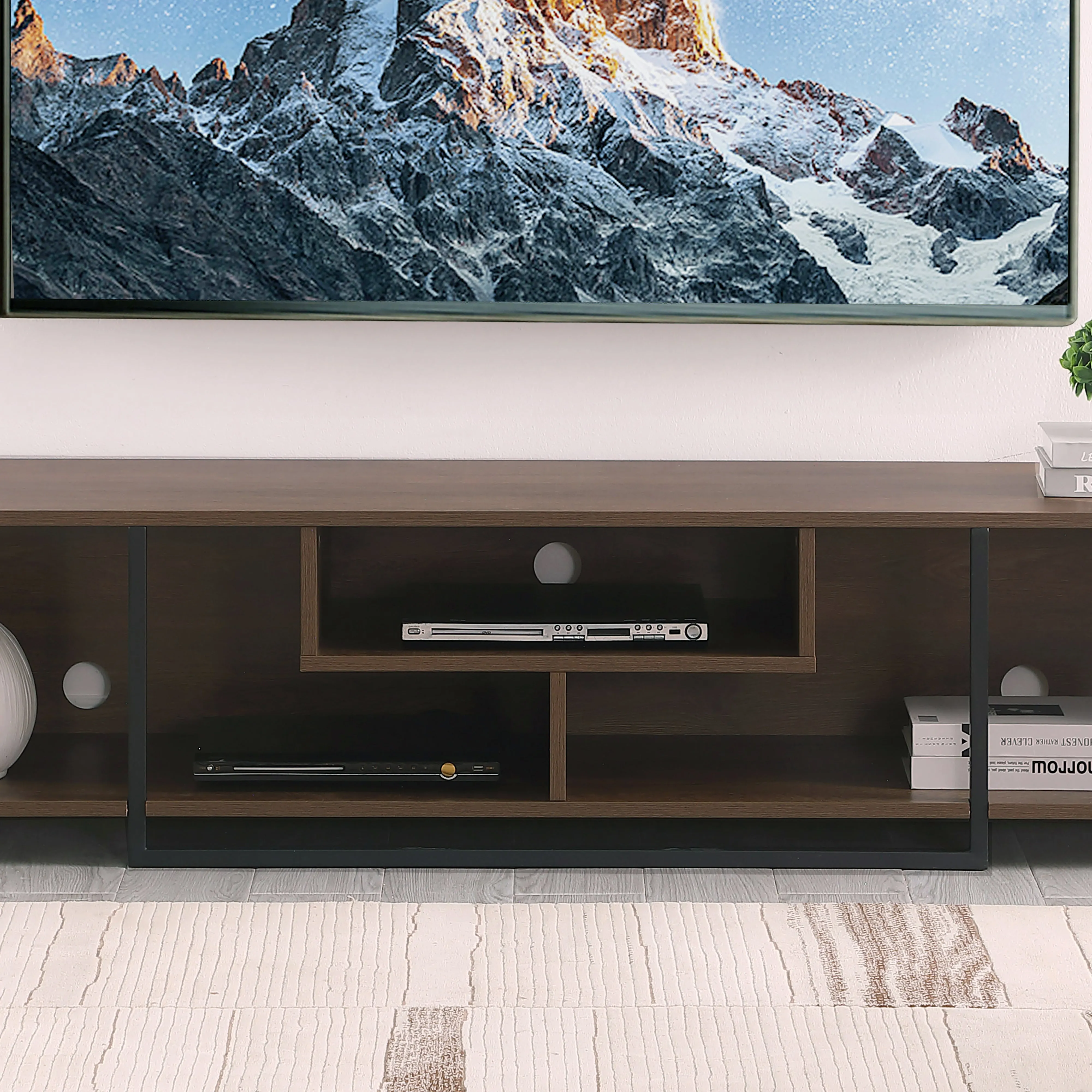 Vader 1800 Dark Oak, Open style Entertainment Unit, TV Cabinet by Tauris™