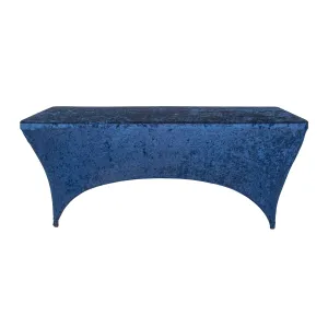 Velvet Spandex Table Cover 6ft Rectangle - Navy Blue