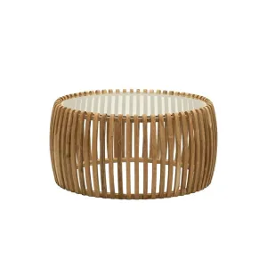 Verve Teak Wood Slatted Coffee Table - Modern Rustic Chic Design