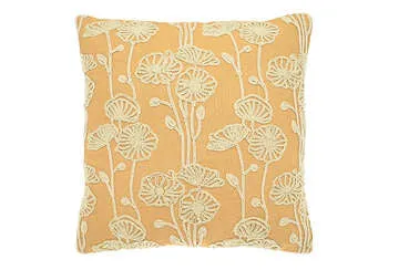 Walton & Co 43cm Poppy Floral Cushion Ochre 100% Cotton