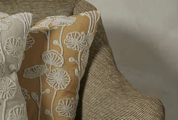 Walton & Co 43cm Poppy Floral Cushion Ochre 100% Cotton