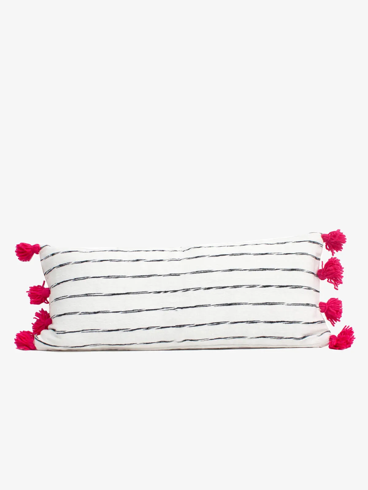 White Cotton Scribble Stripe Rectangle Cushion Cover, Pink