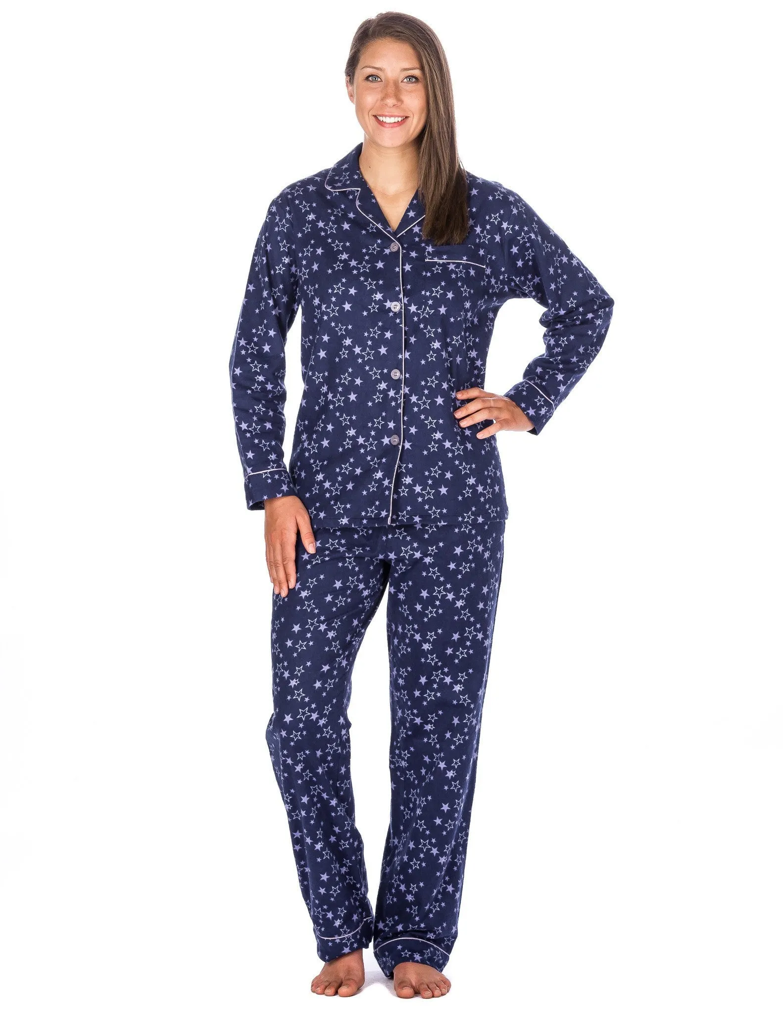 Women's Premium 100% Cotton Flannel Pajama Sleepwear Set (Relaxed Fit)