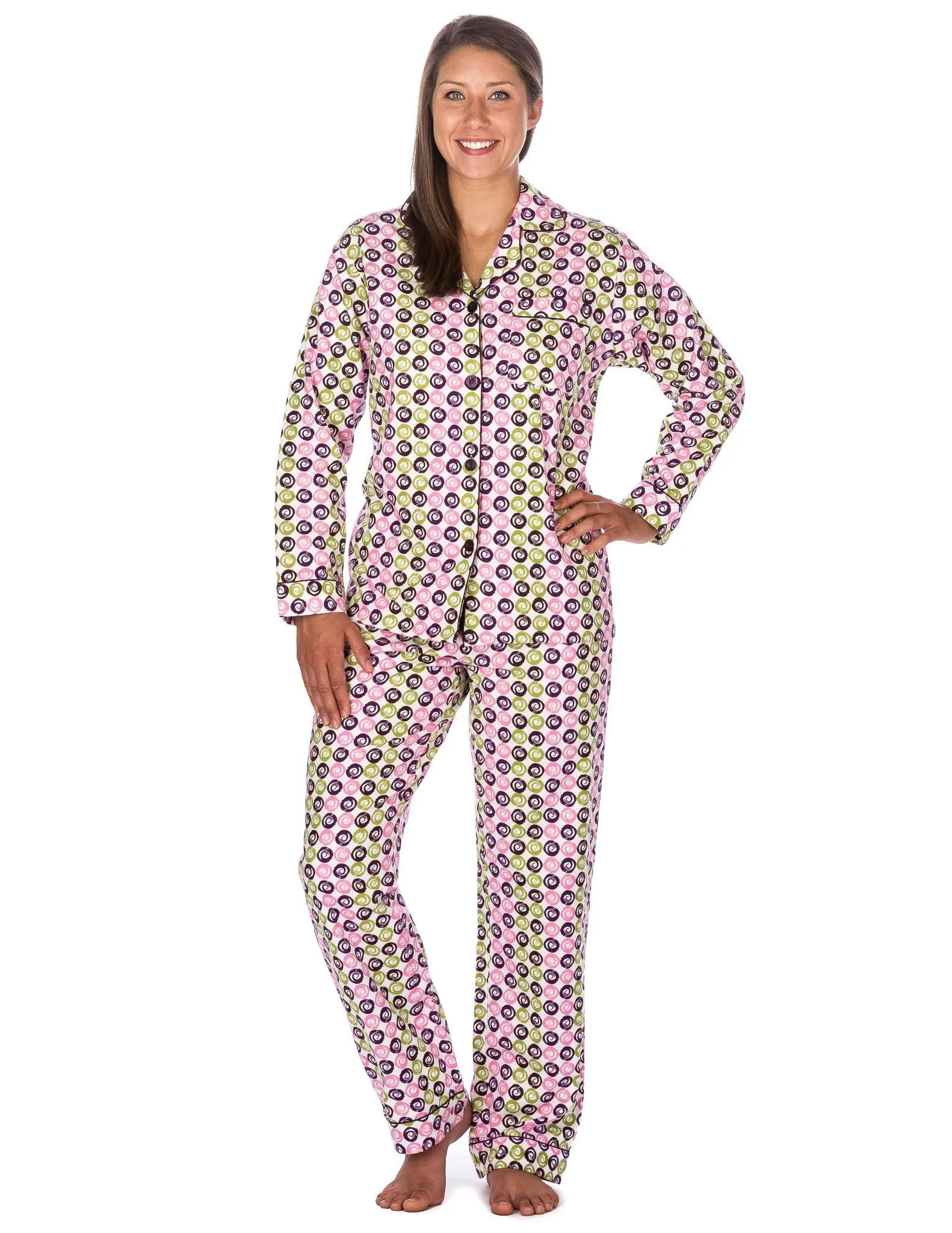 Women's Premium 100% Cotton Flannel Pajama Sleepwear Set (Relaxed Fit)