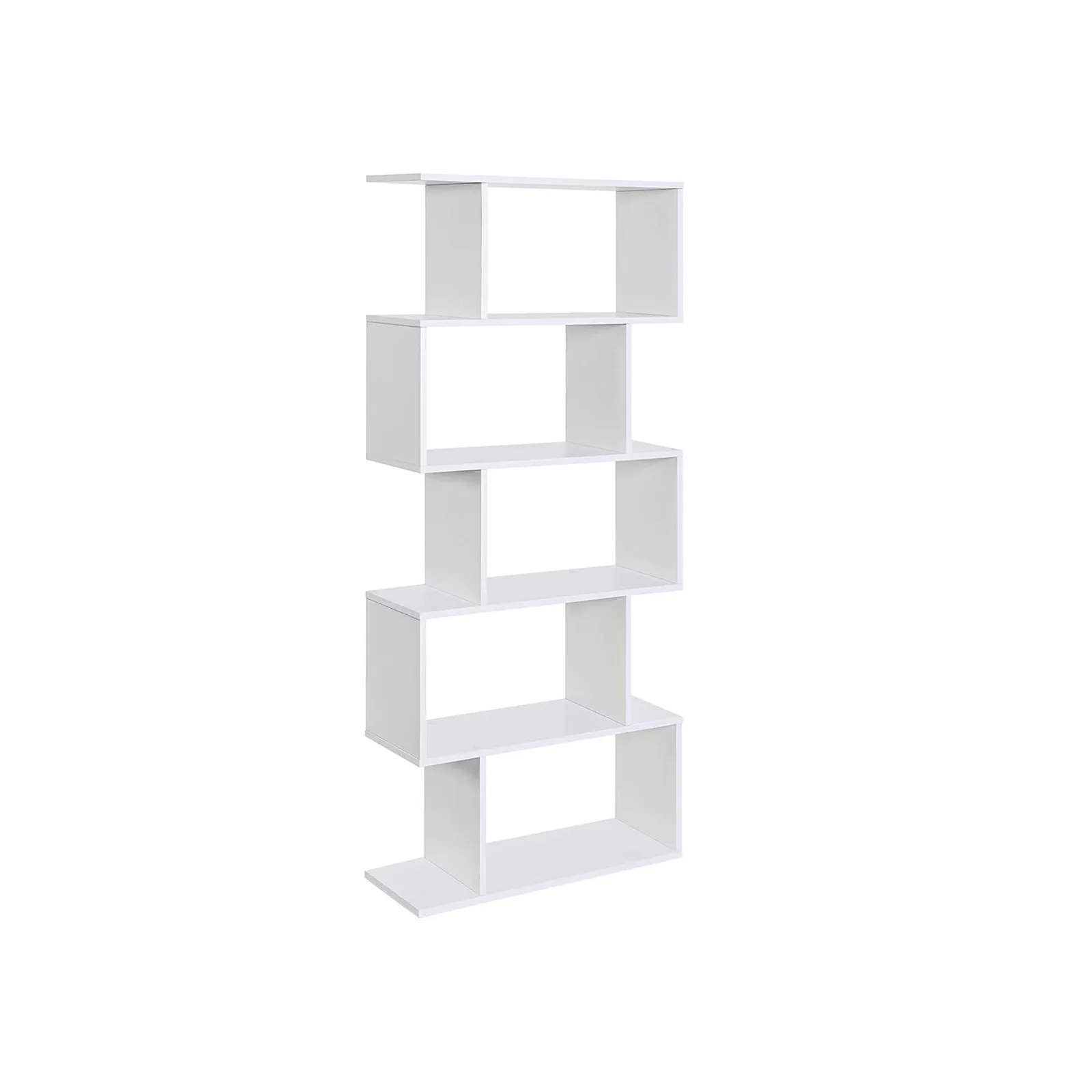 Wooden 5-Tier White Bookcase