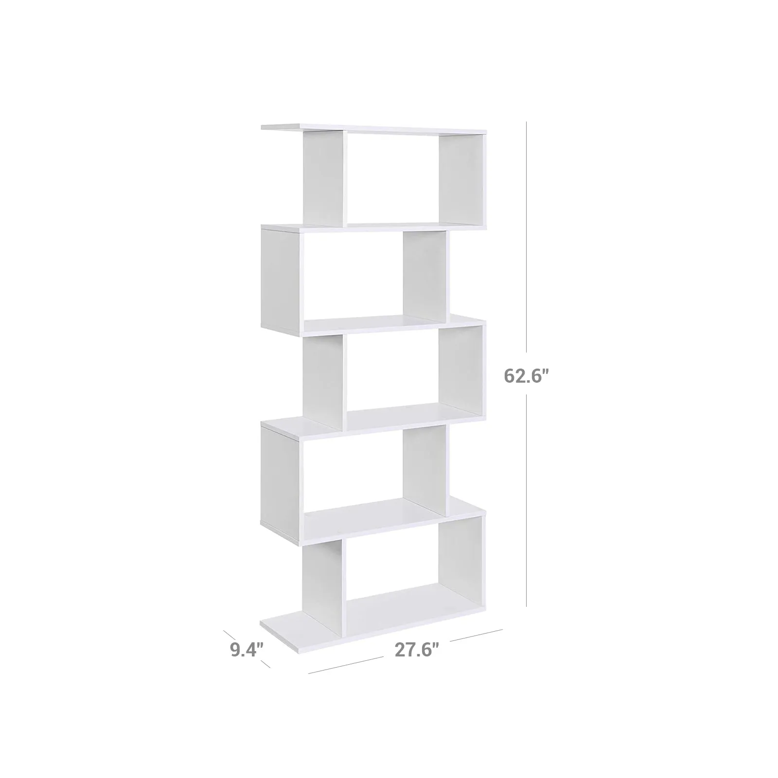 Wooden 5-Tier White Bookcase